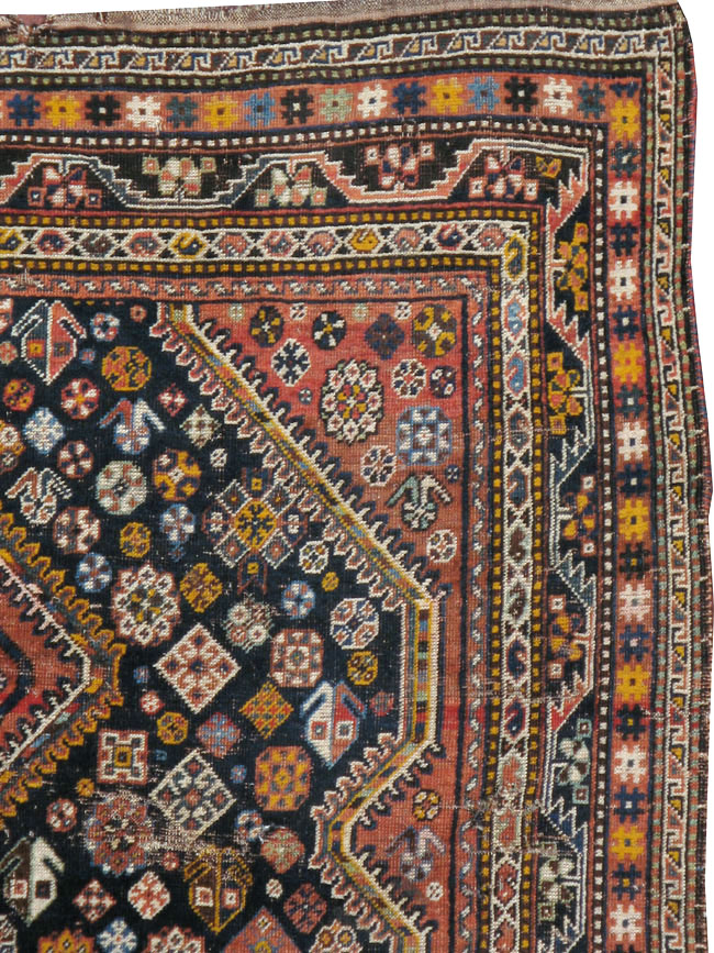 Antique Persian Shiraz Distressed Rug, No.20573 - Gss