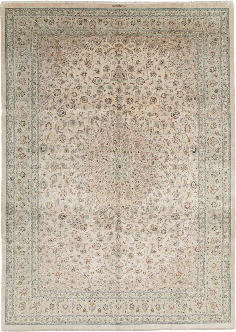 Vintage Persian Kashan Silk Carpet, No.20595 - Gss