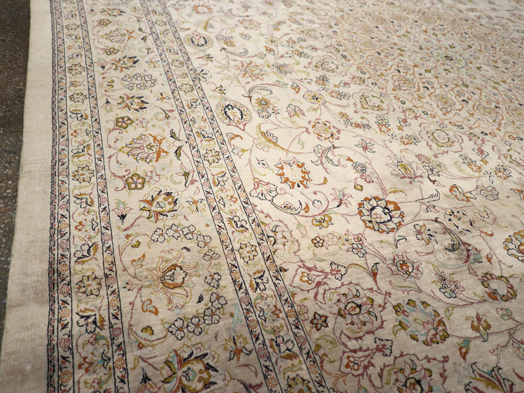 Vintage Persian Kashan Silk Carpet, No.20595 - Gss