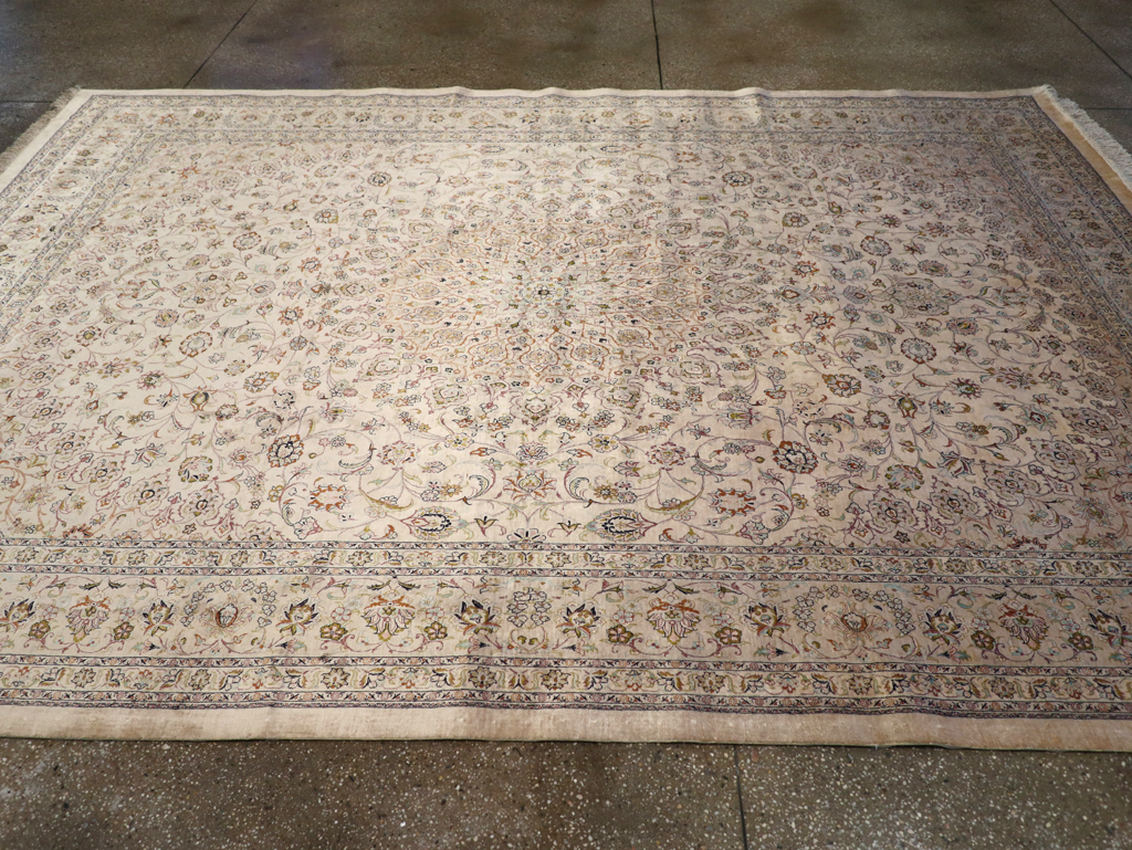 Vintage Persian Kashan Silk Carpet, No.20595 - Gss