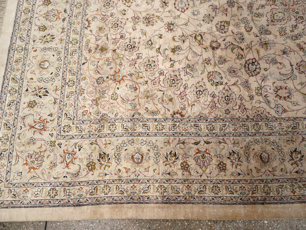 Vintage Persian Kashan Silk Carpet, No.20595 - Gss