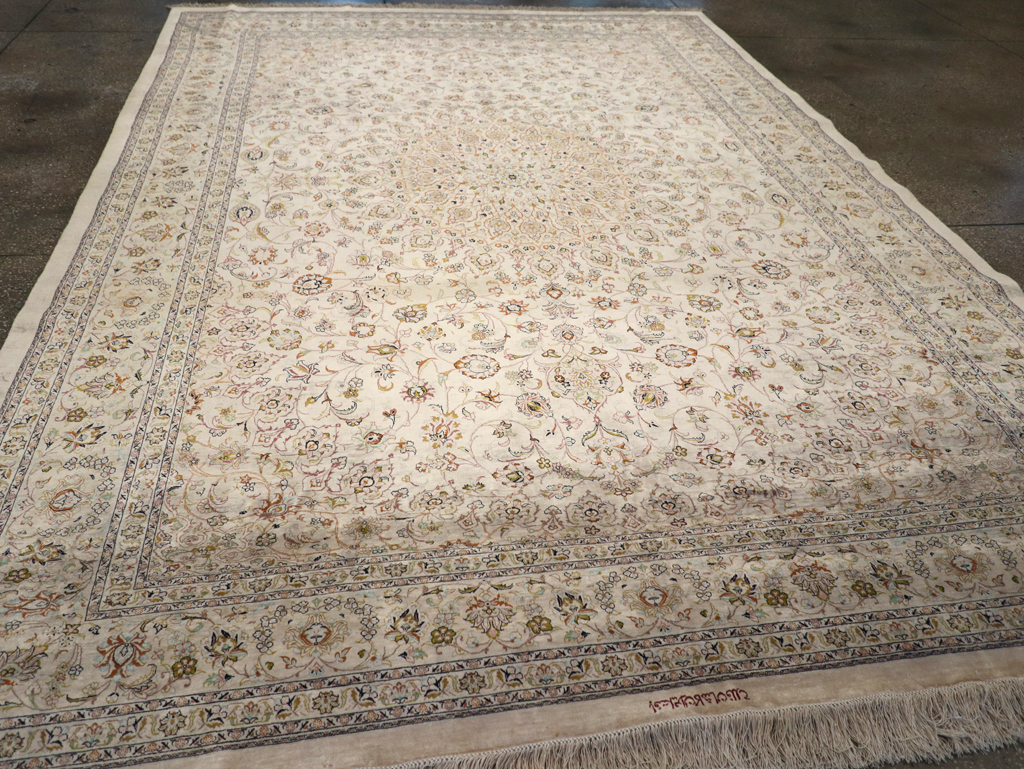 Vintage Persian Kashan Silk Carpet, No.20595 - Gss