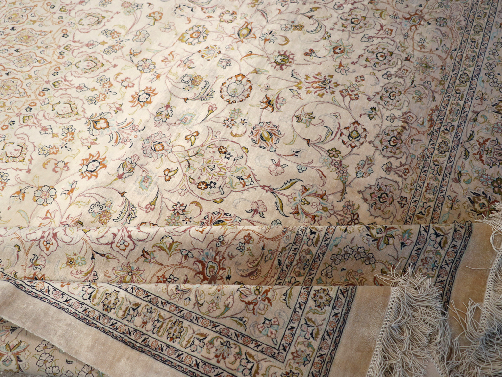 Vintage Persian Kashan Silk Carpet, No.20595 - Gss