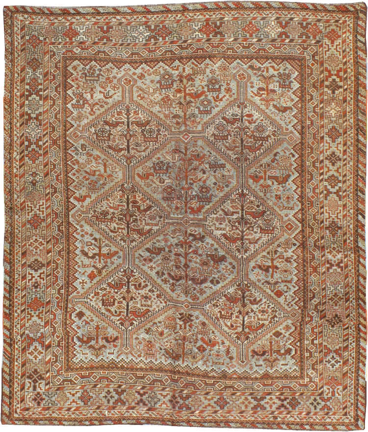 Antique Persian Shiraz Square Rug, No.20706 - Gss