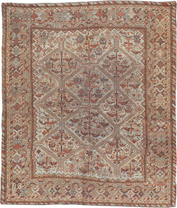 Antique Persian Shiraz Square Rug, No.20706 - Gss