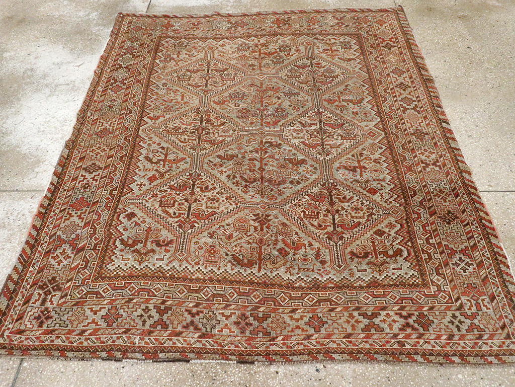 Antique Persian Shiraz Square Rug, No.20706 - Gss