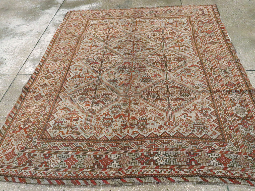 Antique Persian Shiraz Square Rug, No.20706 - Gss