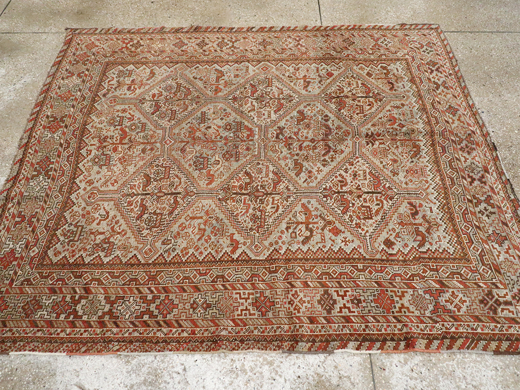 Antique Persian Shiraz Square Rug, No.20706 - Gss