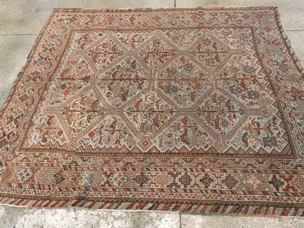 Antique Persian Shiraz Square Rug, No.20706 - Gss