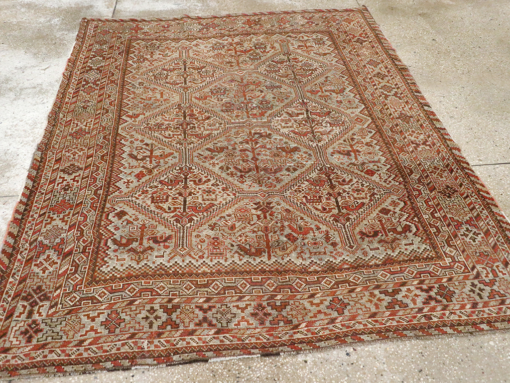Antique Persian Shiraz Square Rug, No.20706 - Gss