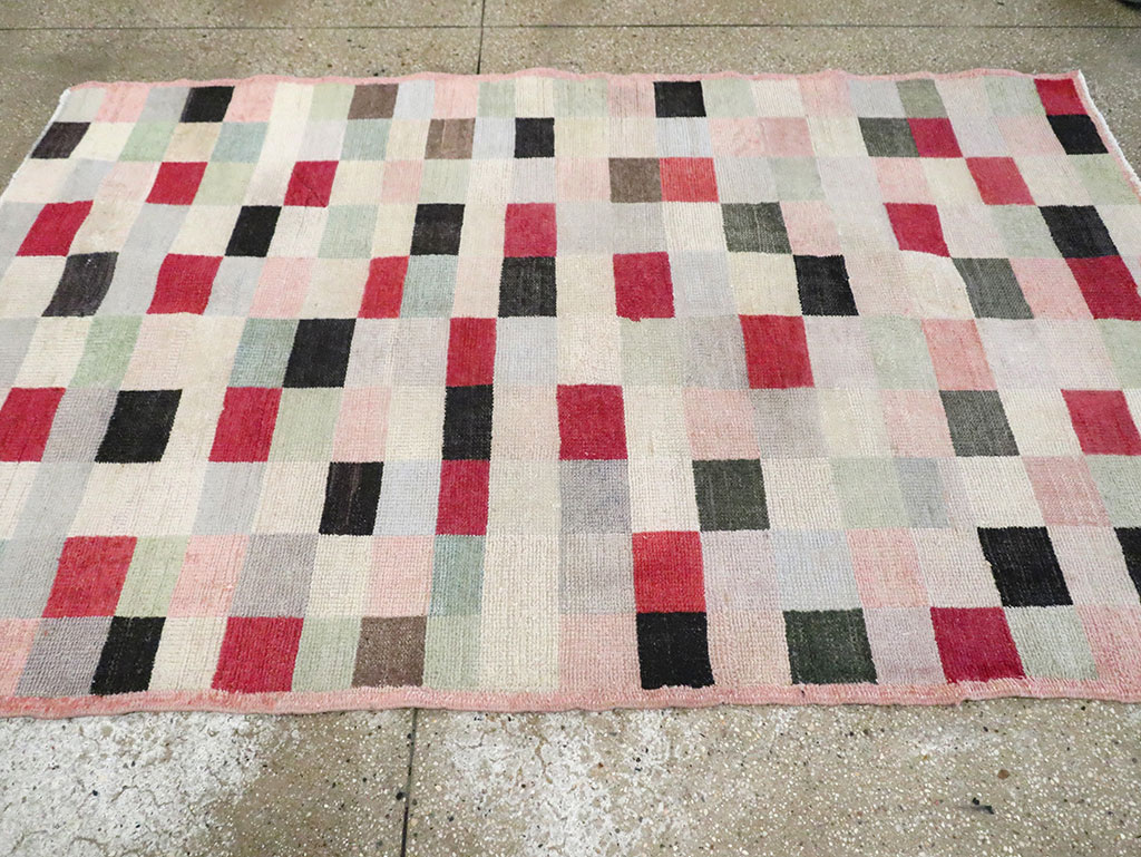 Vintage Turkish Art Deco Accent Carpet, No.20813 - Gss