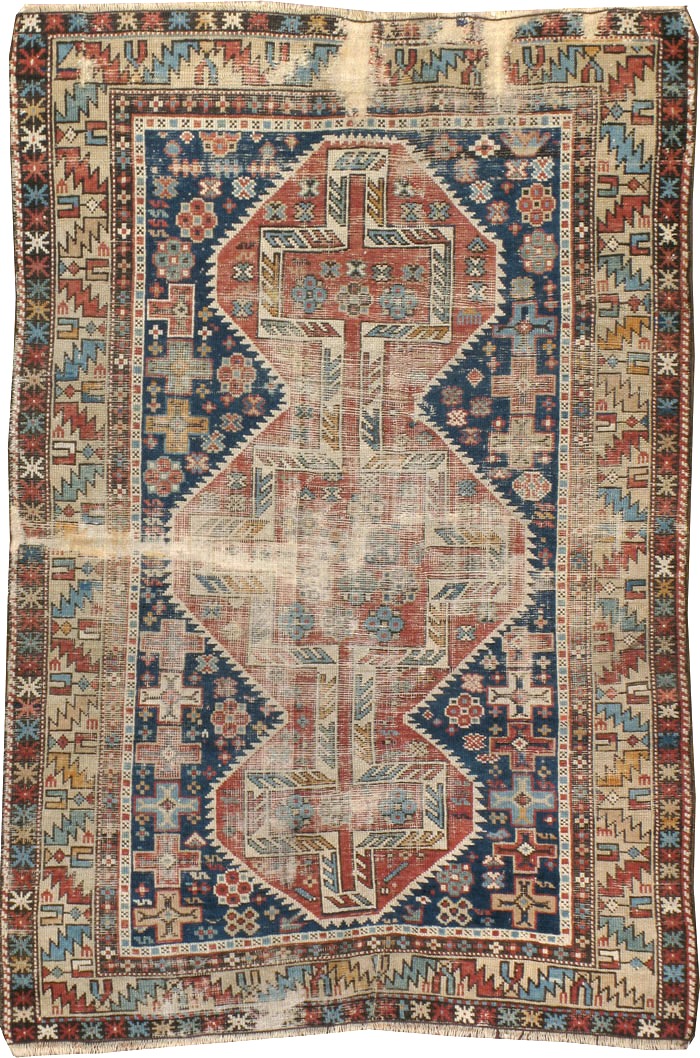 Antique Caucasian Kuba Distressed Rug, No.20859 - Gss