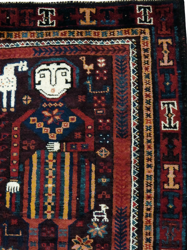Vintage Persian Baluch Pictorial Rug, No.20886 - Gss