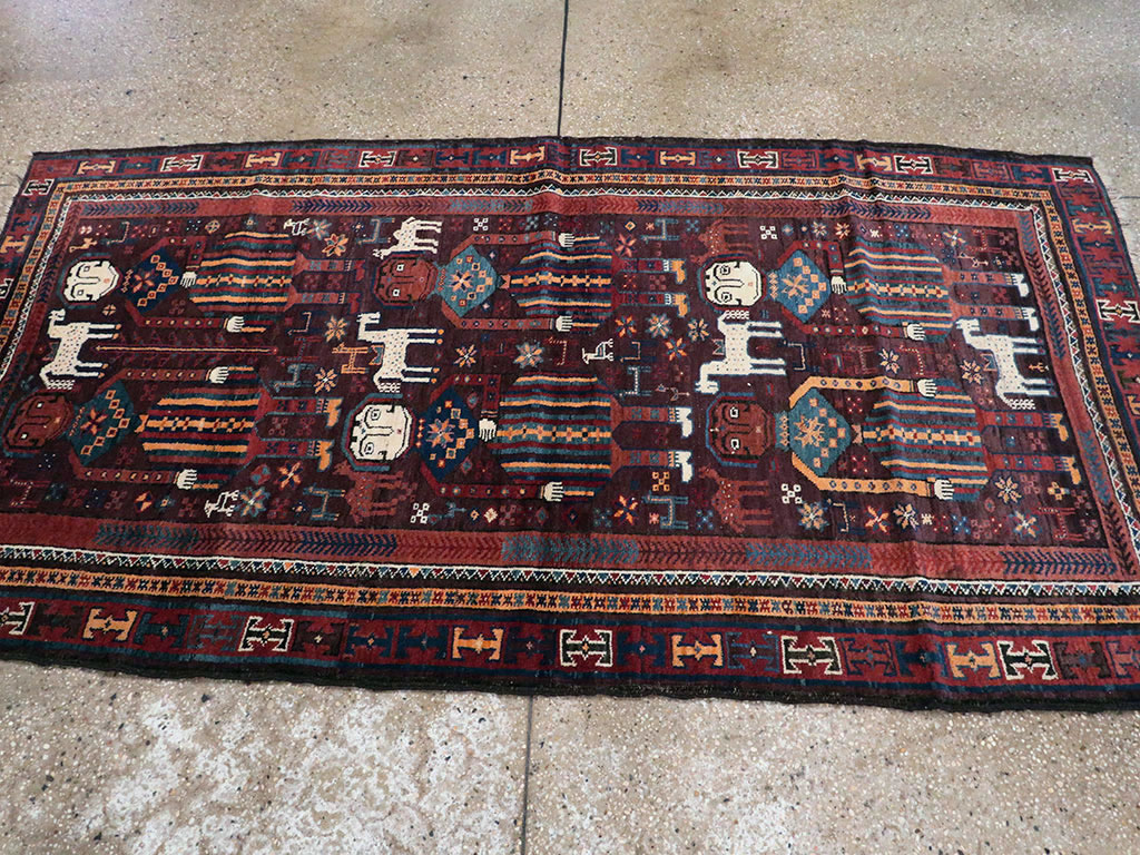 Vintage Persian Baluch Pictorial Rug, No.20886 - Gss