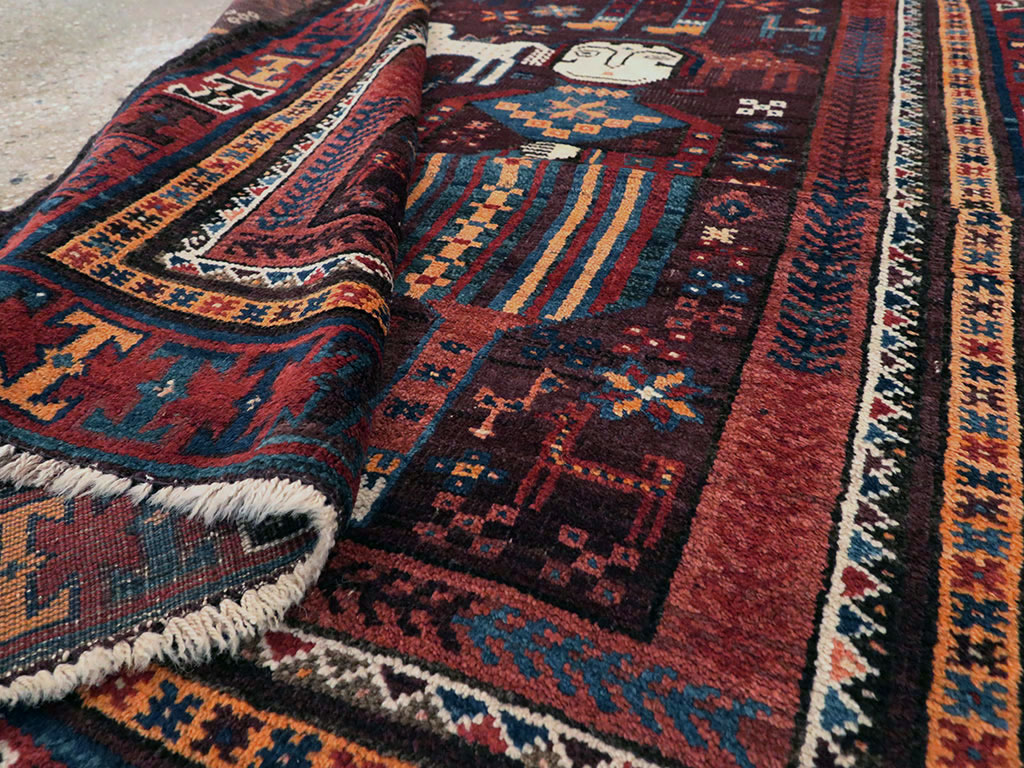 Vintage Persian Baluch Pictorial Rug, No.20886 - Gss