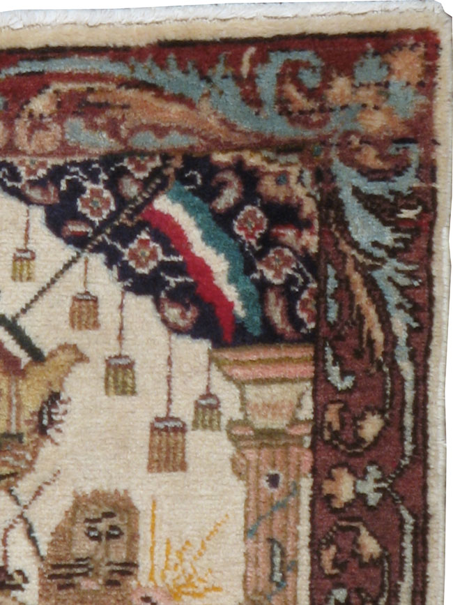 Vintage Persian Tabriz Pictorial Rug, No.20906 - Gss