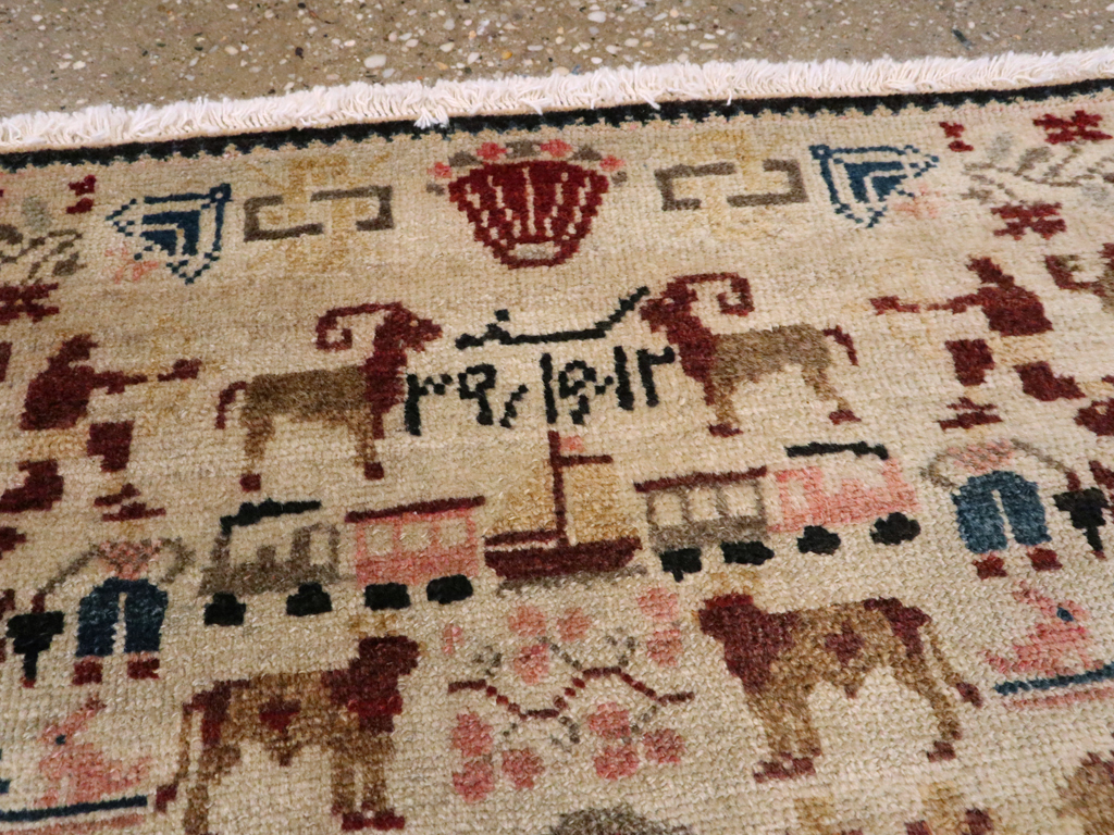 Vintage Persian Hamadan Pictorial Rug, No.20907 - Gss