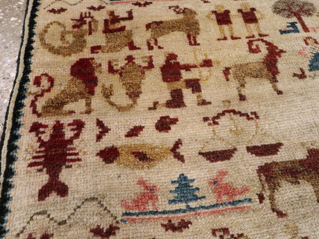 Vintage Persian Hamadan Pictorial Rug, No.20907 - Gss