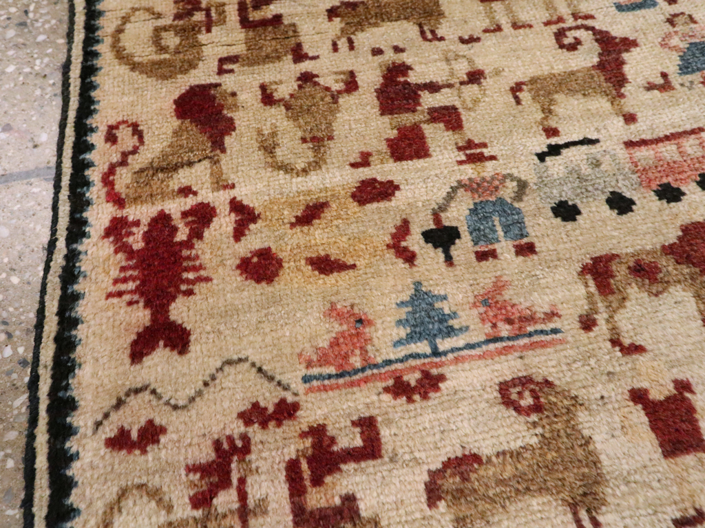 Vintage Persian Hamadan Pictorial Rug, No.20907 - Gss