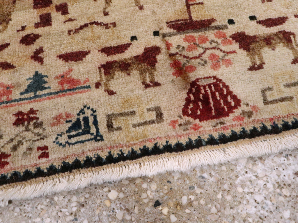 Vintage Persian Hamadan Pictorial Rug, No.20907 - Gss