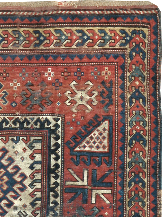 Antique Caucasian Kazak Distressed Rug, No.20954 - Gss