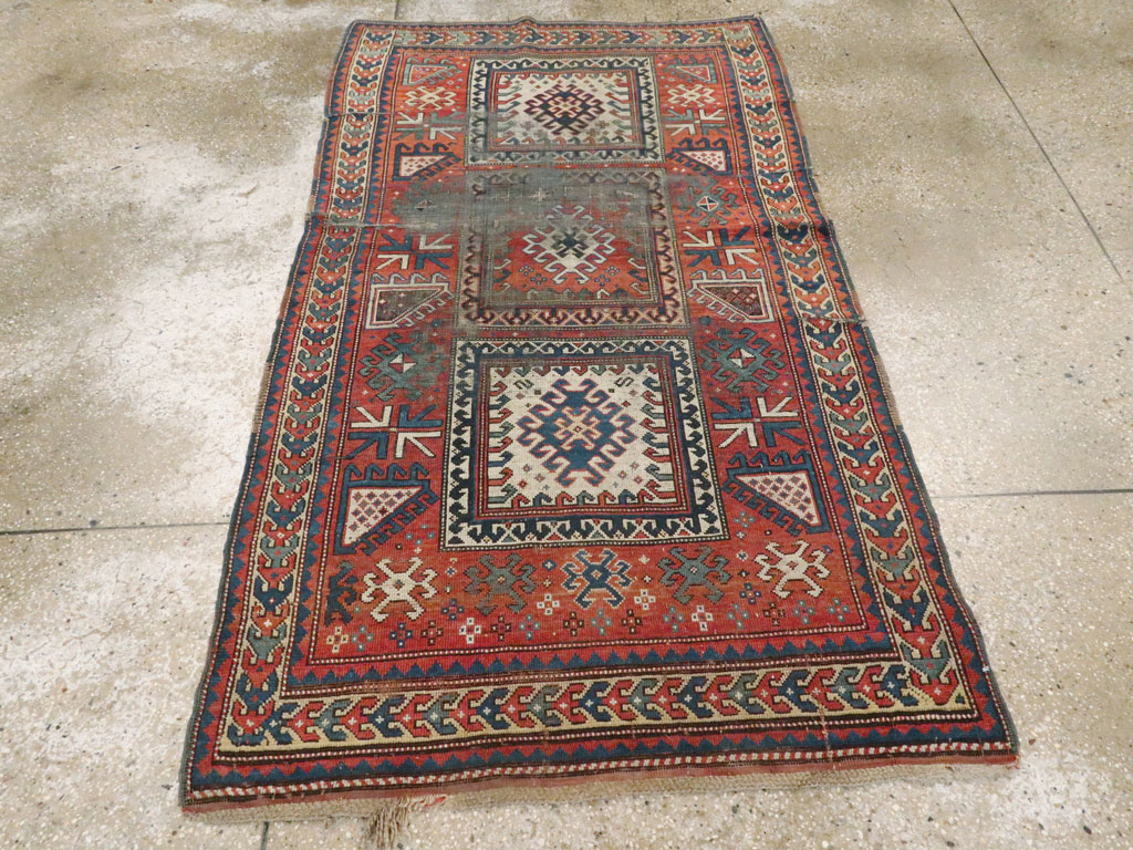Antique Caucasian Kazak Distressed Rug, No.20954 - Gss