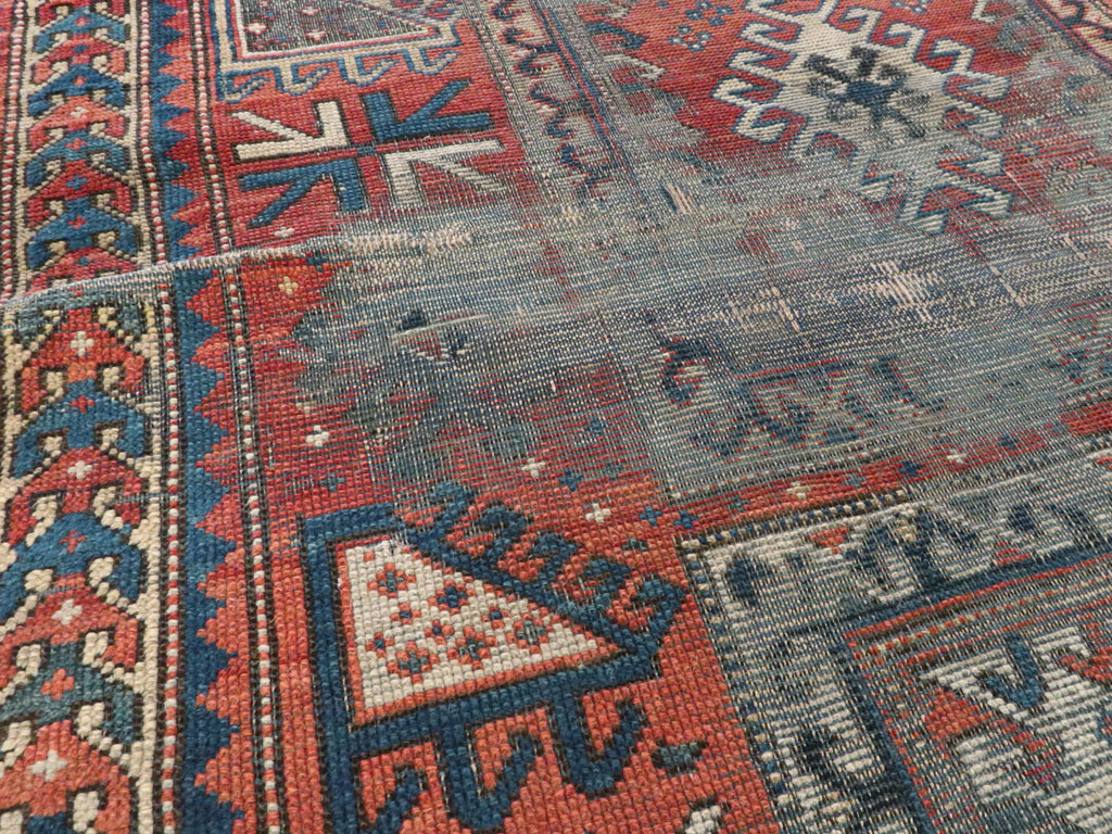 Antique Caucasian Kazak Distressed Rug, No.20954 - Gss