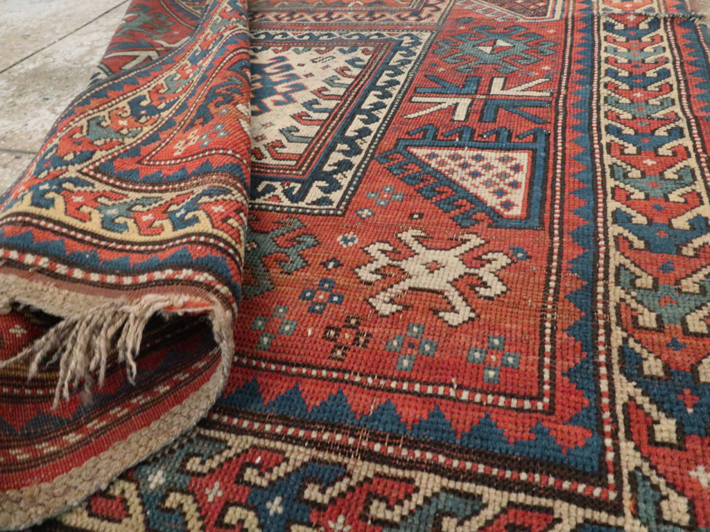 Antique Caucasian Kazak Distressed Rug, No.20954 - Gss