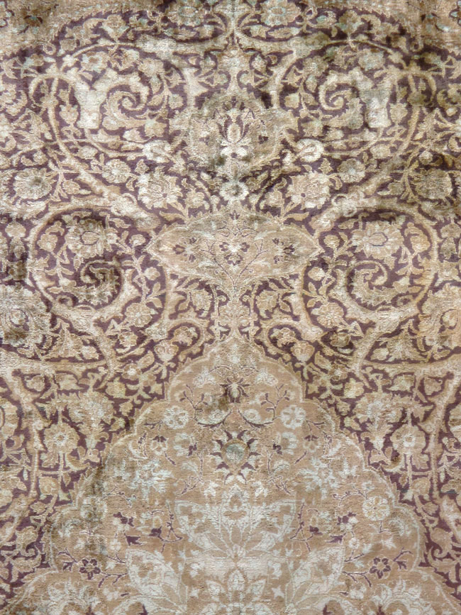 Antique Persian Kashan Silk Carpet, No.20986 - Gss