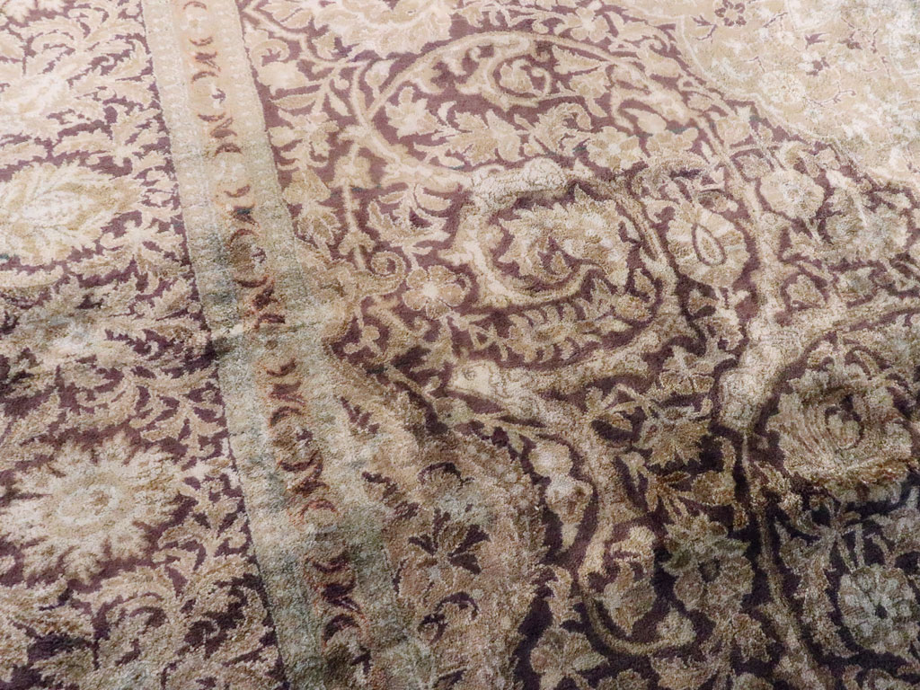 Antique Persian Kashan Silk Carpet, No.20986 - Gss