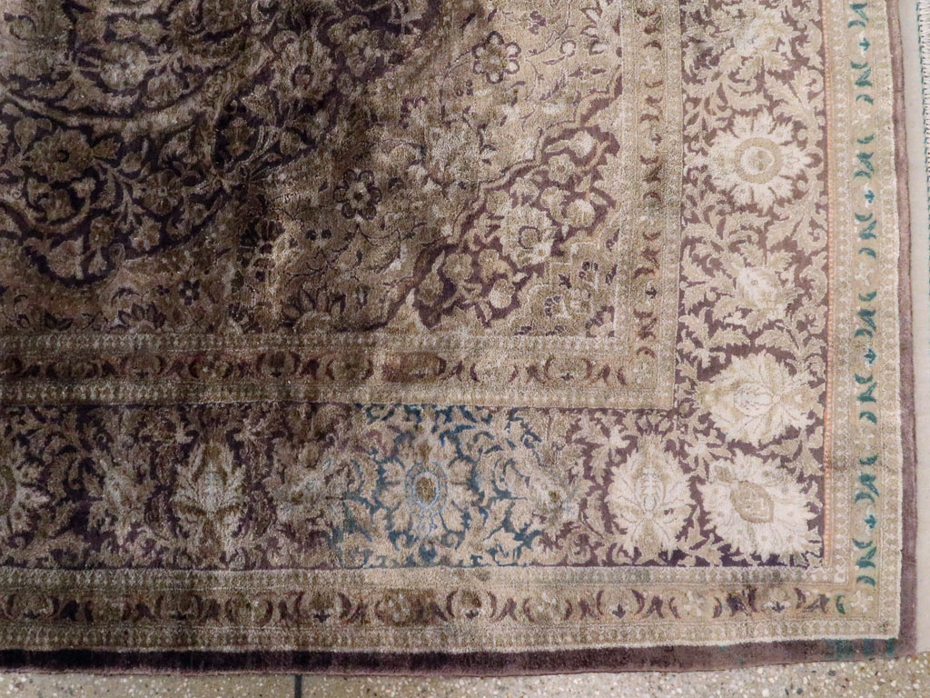 Antique Persian Kashan Silk Carpet, No.20986 - Gss