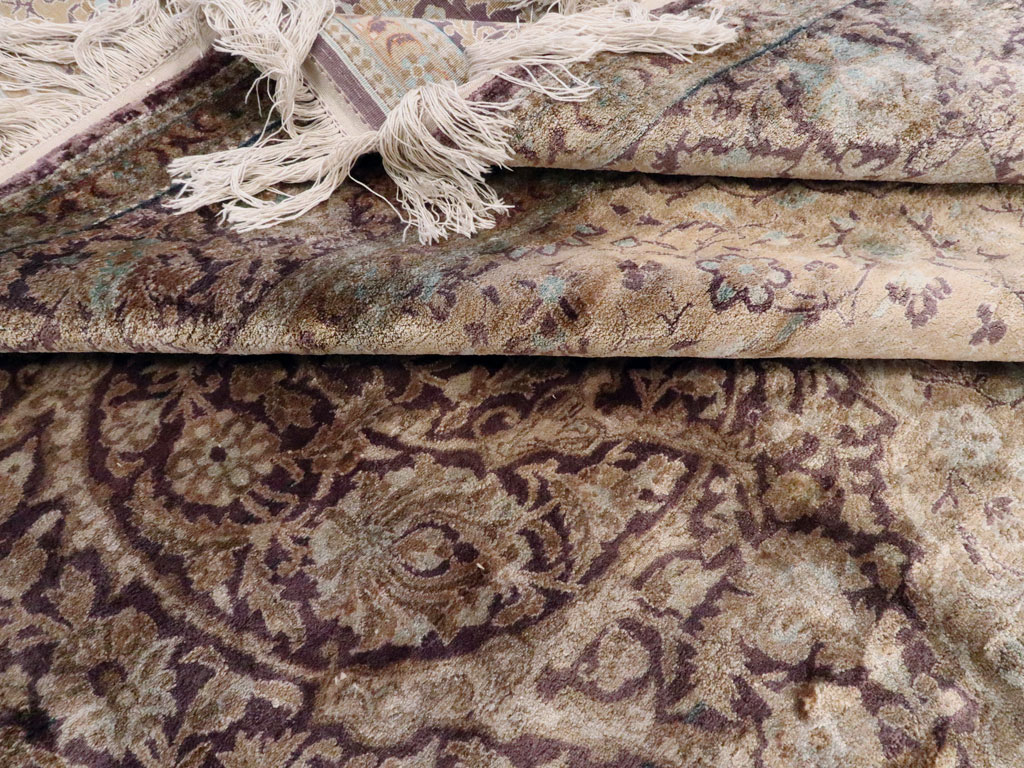 Antique Persian Kashan Silk Carpet, No.20986 - Gss