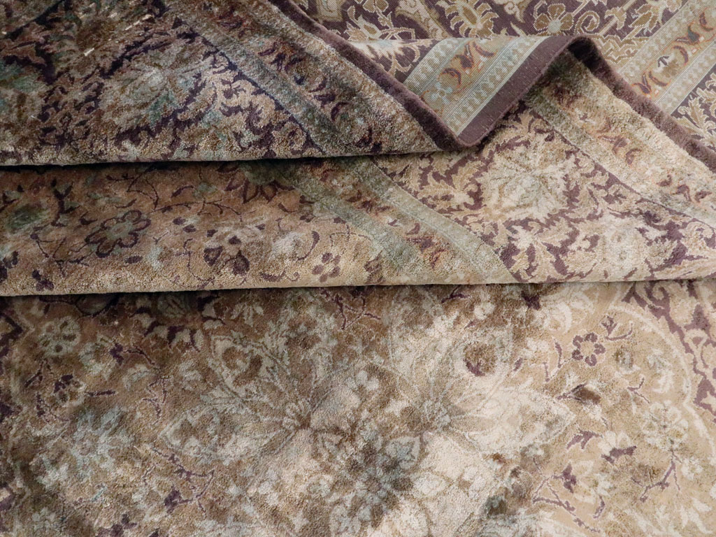 Antique Persian Kashan Silk Carpet, No.20986 - Gss