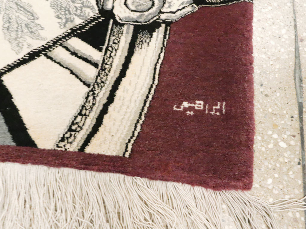 Vintage Persian Tabriz Pictorial Rug, No.21007 - Gss