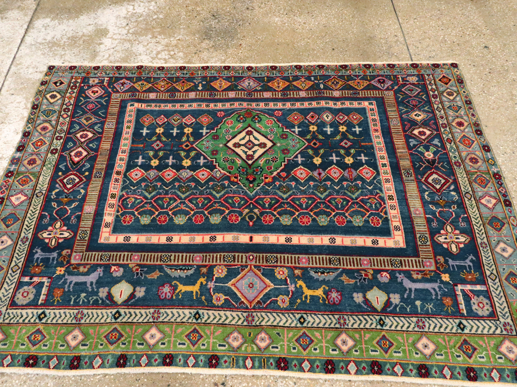 Vintage Persian Tabriz Pictorial Rug, No.21019 - Gss