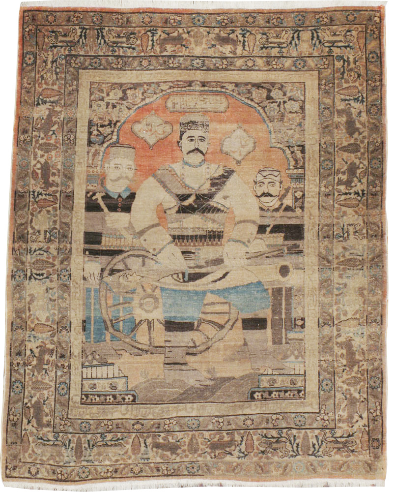 Antique Persian Tabriz Pictoral Rug, No.21040 - Gss