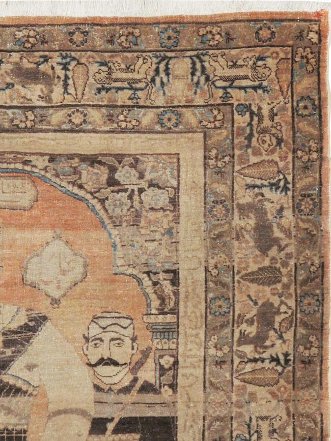 Antique Persian Tabriz Pictoral Rug, No.21040 - Gss