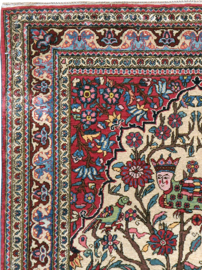 Vintage Persian Pictorial Isfahan Rug, No.21101 - Gss