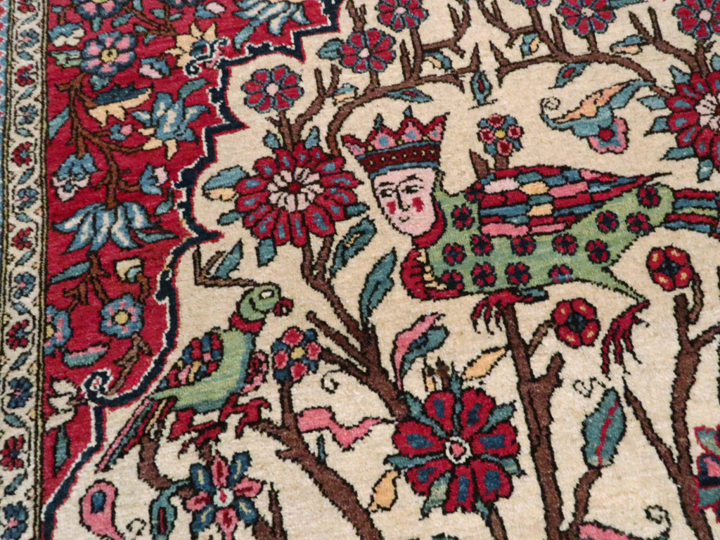 Vintage Persian Pictorial Isfahan Rug, No.21101 - Gss
