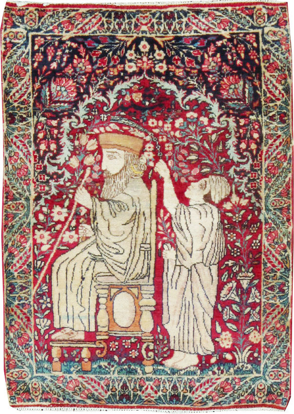 Antique Persian Kerman Pictorial Rug, No.21163 - Gss