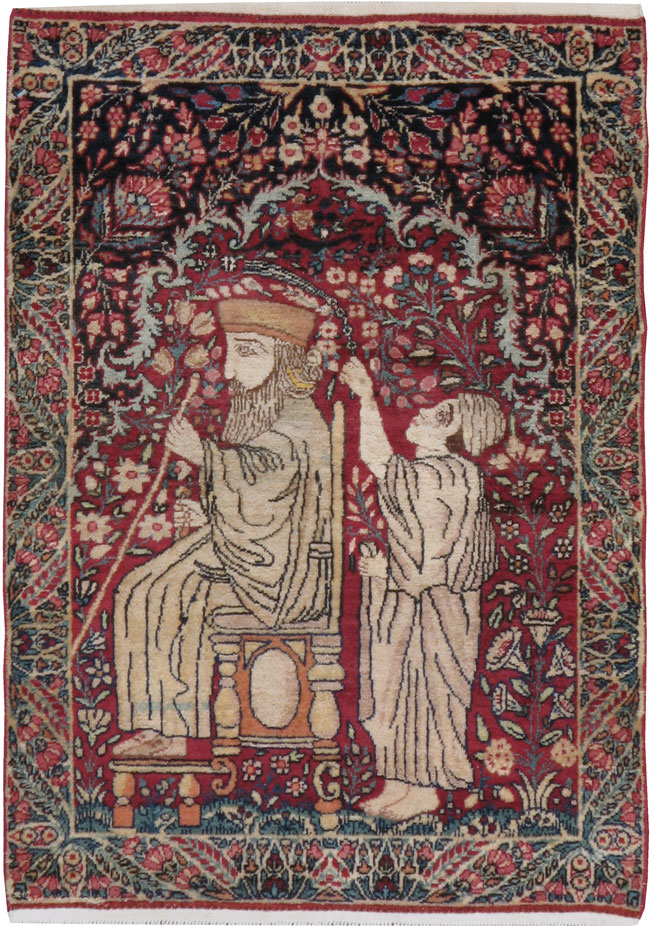 Antique Persian Kerman Pictorial Rug, No.21163 - Gss