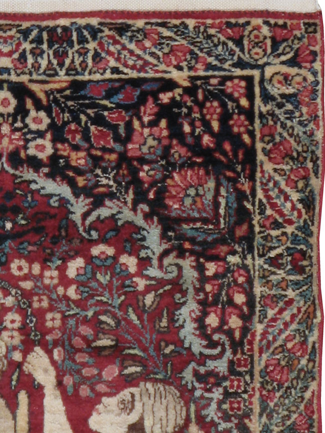 Antique Persian Kerman Pictorial Rug, No.21163 - Gss