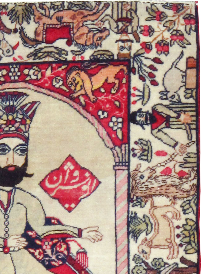 Antique Persian Kerman Pictorial Rug, No.21164 - Gss