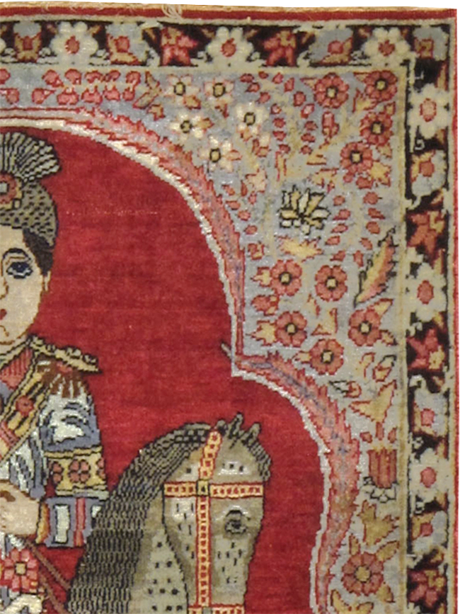 Antique Persian Kerman Pictorial Rug, No.21165 - Gss