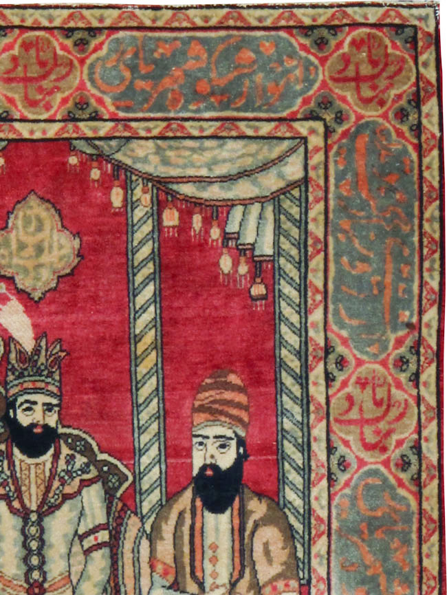 Vintage Persian Kerman Pictorial Rug, No.21168 - Gss