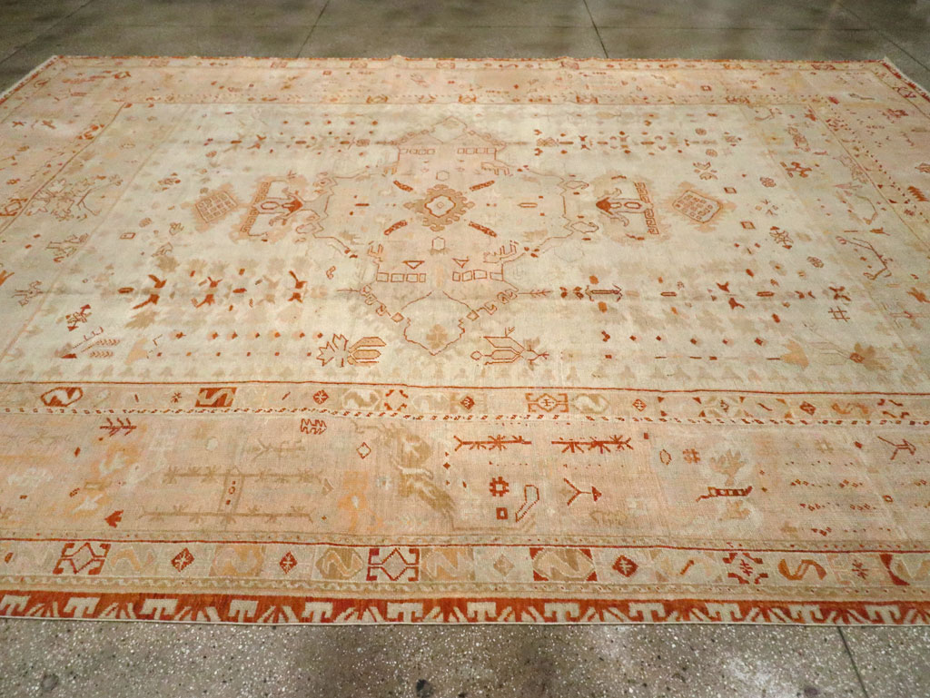 Antique Turkish Oushak Carpet, No.21173 - Gss