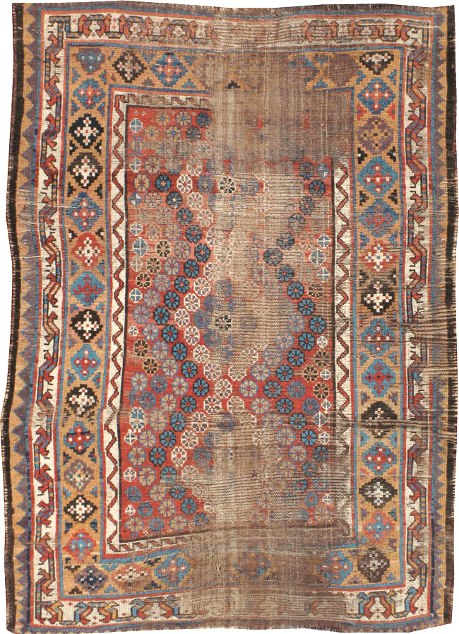 Antique Kurdish Distressed Rug, No.21178 - Gss