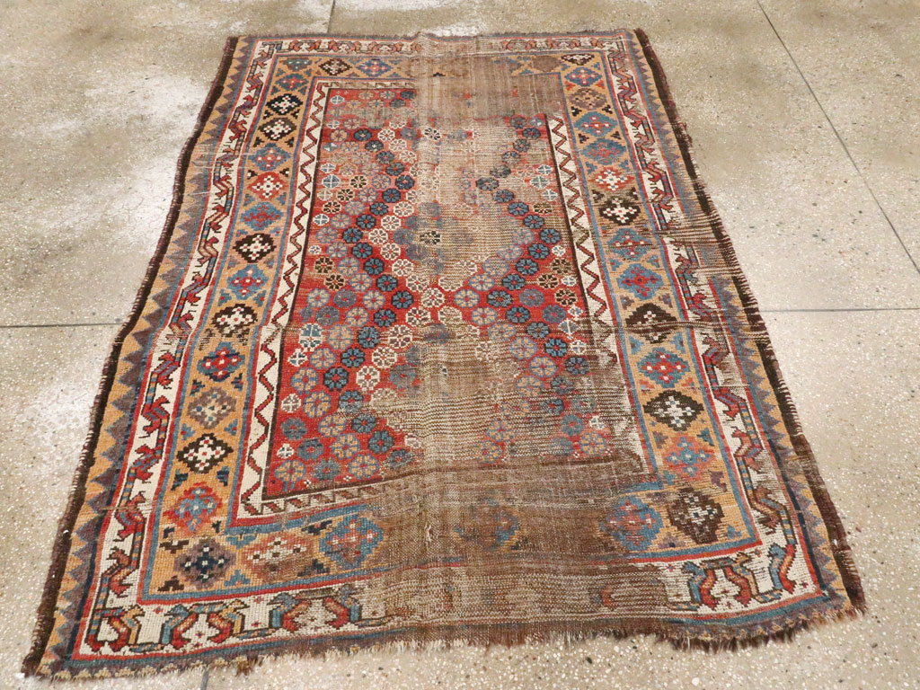 Antique Kurdish Distressed Rug, No.21178 - Gss