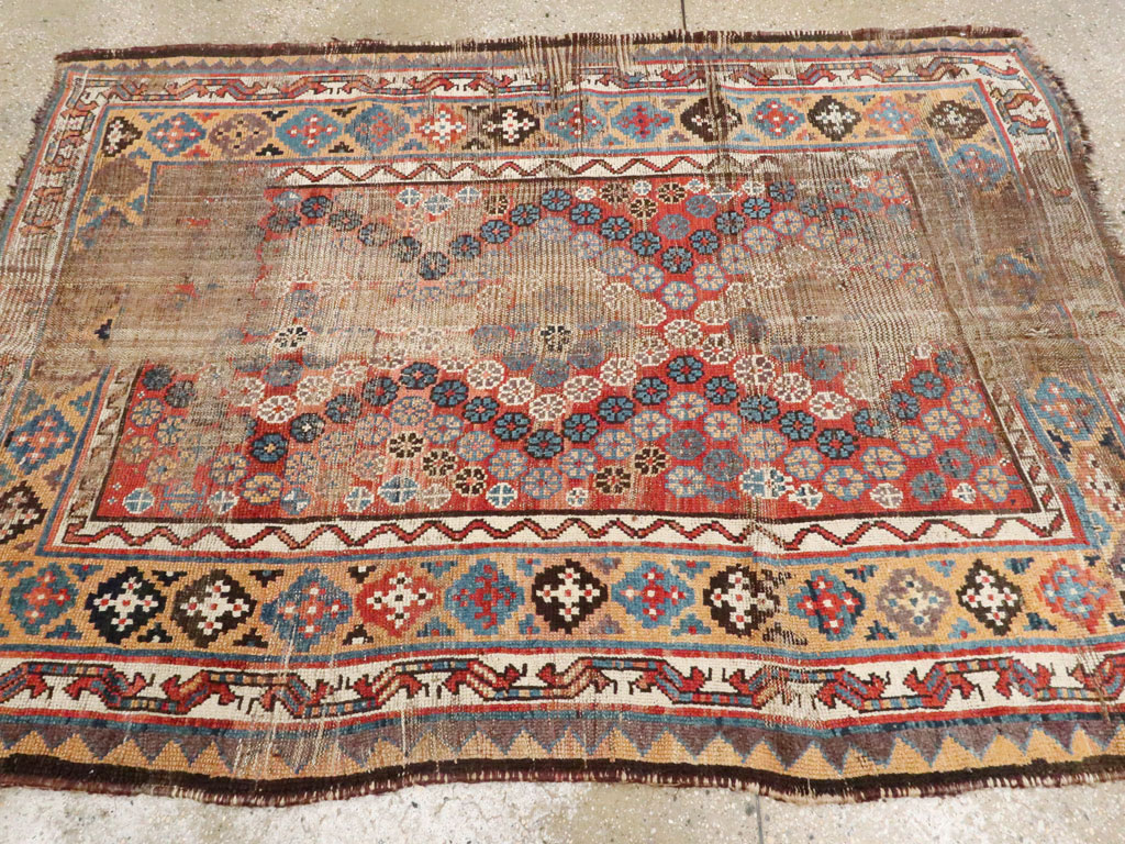 Antique Kurdish Distressed Rug, No.21178 - Gss