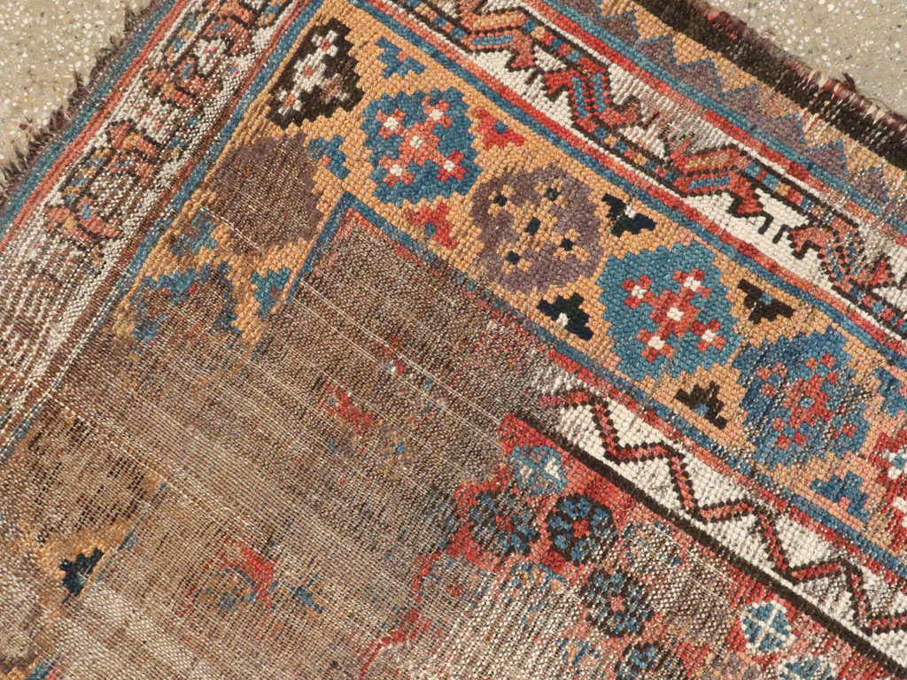 Antique Kurdish Distressed Rug, No.21178 - Gss